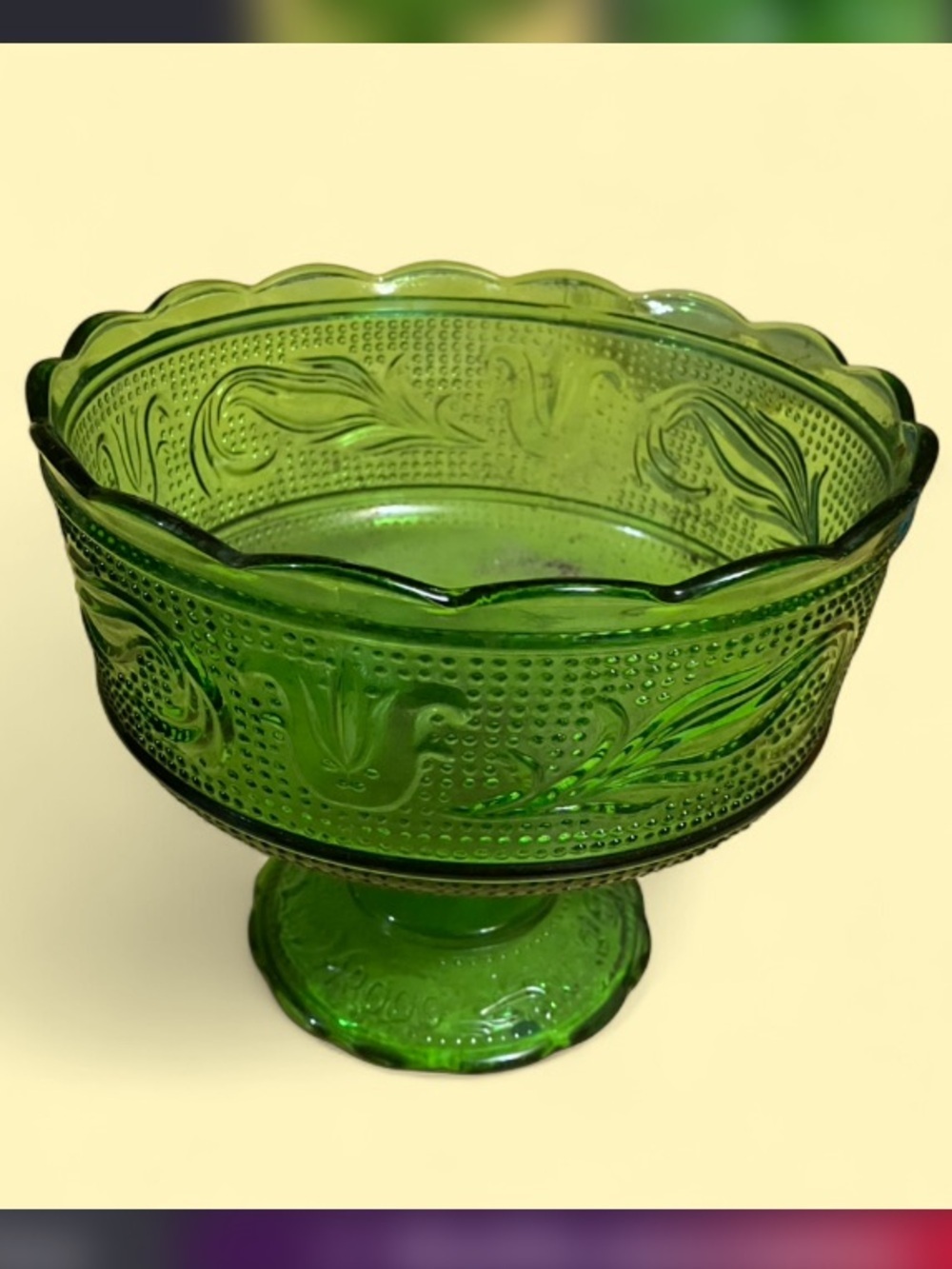 Vintage Green Depression Glass Dish